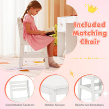 Load image into Gallery viewer, Kids Vanity Table and Chair Set, Children Study Desk with Lighted Mirror