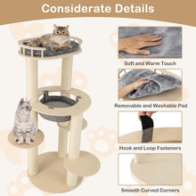 Load image into Gallery viewer, Wooden Cat Tree, 150cm Cat Climbing Tower with Top Padded Perch, Hammock