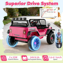 Load image into Gallery viewer, 24V Kids Ride on Car with Remote Control, LED Lights, Horn