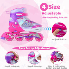 Load image into Gallery viewer, Kids Inline Skates for Boys & Girls, 4 Sizes Adjustable Blades Roller Skates