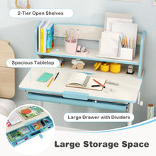 Load image into Gallery viewer, Height Adjustable Children Writing Table with Tilt Desktop and Hutch