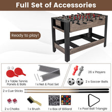 Load image into Gallery viewer, 3-in-1 124CM Swivel Game Table with Foosball Pool Billiards Table Tennis
