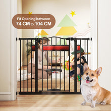 Load image into Gallery viewer, Extra Wide Walk Through Pet Gate with Small Door and 2 Extensions