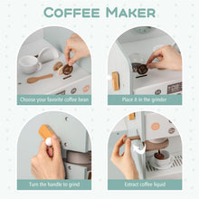 Load image into Gallery viewer, Kids Grocery Store Wooden Pretend Play Shop with Coffee Maker