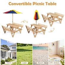 Load image into Gallery viewer, Kids Picnic Table Bench Set, Children 4 Seat Activity Play Table with Removable & Folding Umbrella