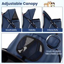 Load image into Gallery viewer, Pet Stroller, 4 Wheels Foldable Dog Pushchair Cat Pram with Adjustable Canopy