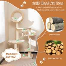 Load image into Gallery viewer, Multi-level Modern Solid Wood Cat Tower with Capsule Nest