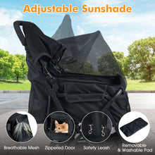 Load image into Gallery viewer, Double Pet Stroller, Foldable Dog Travel Pushchair Cat Buggy with 2 Carriers