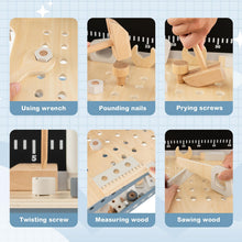 Load image into Gallery viewer, Kids Wooden Play Workbench with Blackboard and Tool Parts Set