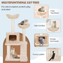 Load image into Gallery viewer, Cat Tree, 122cm Cattail Cat Tower with Sisal Scratching Posts, Perch, Cat Condo & Bed