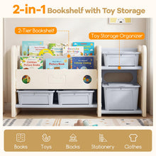 Load image into Gallery viewer, Toy Storage Unit, Kids Bookshelf with Removable Boxes and Storage Shelves