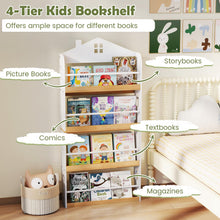 Load image into Gallery viewer, Kids Bookshelf, 4-Tier Book Display Rack with Anti-Falling Baffles