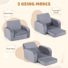 Load image into Gallery viewer, Children's Armchair, 3 in 1 Convertible Fold Out Kids Sofa Bed with Velvet Fabric