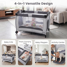 Load image into Gallery viewer, 4 in 1 Travel Cot, Portable Baby Crib Bassinet with Diaper Changing Table