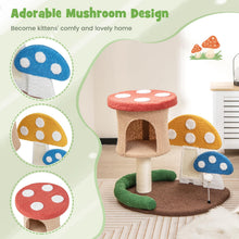 Load image into Gallery viewer, Cat Tree, Mushroom Cat Tower with Condo, Platform, Scratching Posts (60 x 49 x 60cm)