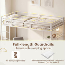 Load image into Gallery viewer, Kids Loft Bed, Metal Single Size Low Loft Bed with Under-Bed Space, Storage Shelves