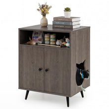 Load image into Gallery viewer, Cat Litter Box Enclosure, Wooden Hidden Kitty Washroom with Shelves
