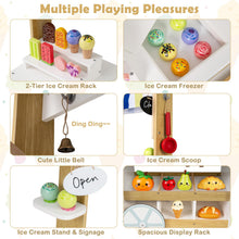 Load image into Gallery viewer, Kids Ice Cream Cart, 2 in 1 Wooden Grocery Store Playset