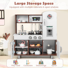 Load image into Gallery viewer, Wooden Play Kitchen - Kids Toy Kitchen with Microwave, Fridge, Water Dispenser, Telephone, Oven, Cookware