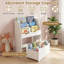 Load image into Gallery viewer, Toy Storage Organizer, 3-Tier Kids Bookcase with Rolling Drawer