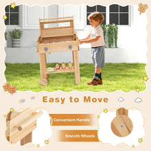 Load image into Gallery viewer, Kids Barbecue Playset, Wooden BBQ Grill Toy Set with Wheels