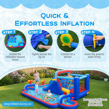 Load image into Gallery viewer, Inflatable Water Park, 5 in 1 Mega Kids Bouncy Castle with Dual Slides, Climbing Wall