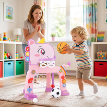 Load image into Gallery viewer, 4 in 1 Multi-sport Activity Center, Kids Basketball Hoop Set