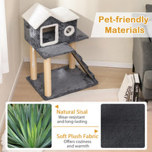Load image into Gallery viewer, 90cm Modern Cat Tree 3-level Cat Condo Furniture with Openable Roof