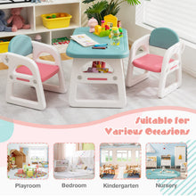 Load image into Gallery viewer, 3-Piece Kids Table and Chairs Set with Storage Rack