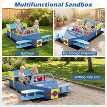 Load image into Gallery viewer, Wooden Kids Sandpit, Glider-Shape Sand Box with Bench Seat, Propeller, Rotatable Rudder, Side Wings