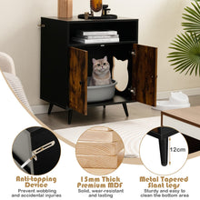 Load image into Gallery viewer, Cat Litter Box Enclosure, Wooden Hidden Kitty Washroom with Shelves