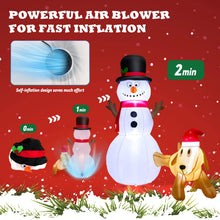 Load image into Gallery viewer, 180 cm Tall Inflatable Snowman and Dog Set with Built-in LED Lights