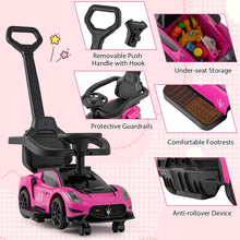 Load image into Gallery viewer, 3 in 1 Kids Ride on Push Car, Licensed Maserati Push Along Car with Handle, Guardrail, 2 Universal Wheels