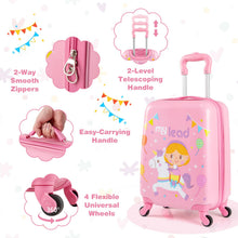Load image into Gallery viewer, 2 Pieces Kid Luggage Set with 4 Spinner Wheels and Telescopic Handle