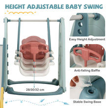 Load image into Gallery viewer, 4-in-1 Green Children Climber and Swing Set with Basketball Hoop