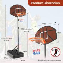 Load image into Gallery viewer, 5.6FT-6.5FT Height Adjustable Basketball Goal System