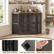 Load image into Gallery viewer, Wooden Dog House with 3-Level Adjustable Dog Bowl Rack
