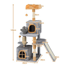 Load image into Gallery viewer, 128 CM Tall Cat Tree with Sisal Scratching Posts and Ladder