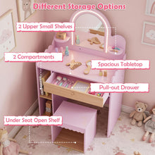 Load image into Gallery viewer, Kids Vanity Table and Chair Set, Girls Dressing Table
