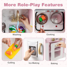 Load image into Gallery viewer, Kids Kitchen Playset Pretend Wooden Play Kitchen with Apron for 3+ Years Old