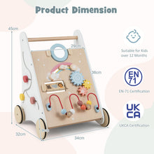 Load image into Gallery viewer, Wooden Baby Walker, 7-in-1 Toddler First Step Activity Interactive Push Along Toy