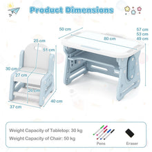 Load image into Gallery viewer, Kids Table and Chair Set with Tiltable Whiteboard and Book Stand