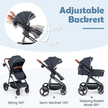 Load image into Gallery viewer, Convertible Baby Stroller with Footmuff and Extendable Canopy