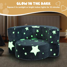 Load image into Gallery viewer, 2 in 1 Kids Sofa Chair, Glow in the Dark Children Couch with Washable Flannel Cover
