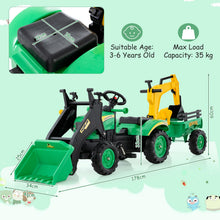 Load image into Gallery viewer, Kids Ride On Excavator, 3 in 1 Children Pedal Tractor with Detachable Trailer