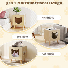 Load image into Gallery viewer, Cat Litter Box Enclosure with Rubber Wood Legs and Detachable Top
