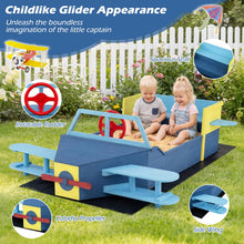 Load image into Gallery viewer, Wooden Kids Sandpit, Glider-Shape Sand Box with Bench Seat, Propeller, Rotatable Rudder, Side Wings