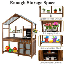 Load image into Gallery viewer, Outdoor Solid Wood Mud Kitchen with Canopy and Rotatable Faucet