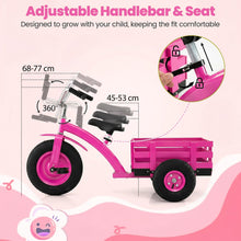 Load image into Gallery viewer, Kids Tricycle, Carbon Steel Toddler Trike with Inflatable Rubber Tires, Adjustable Handlebar & Seat