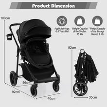 Load image into Gallery viewer, Baby Stroller, Foldable Toddler Pushchair with Adjustable Backrest & Canopy